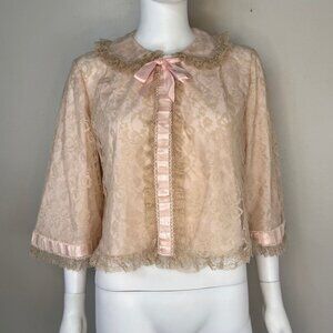 Vintage 1960s Lace Bed Jacket, Odette Barsa Lingerie Size Medium